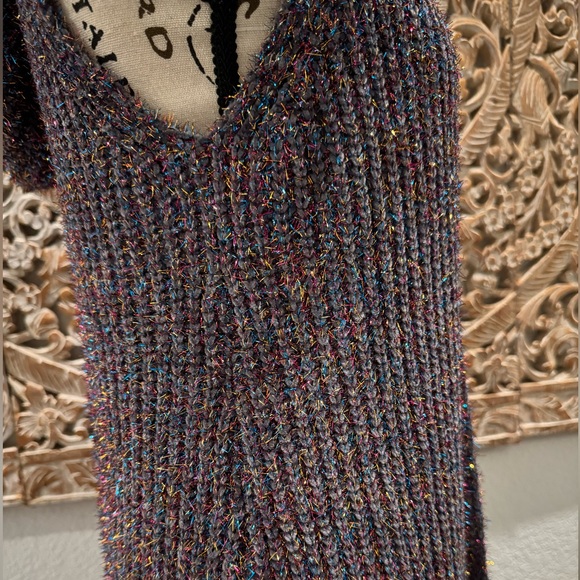 Fashion Apparel & Accessories Blue Multi-sparkle Sleeveless Hoodie Cardigan- S/M - Picture 7 of 13